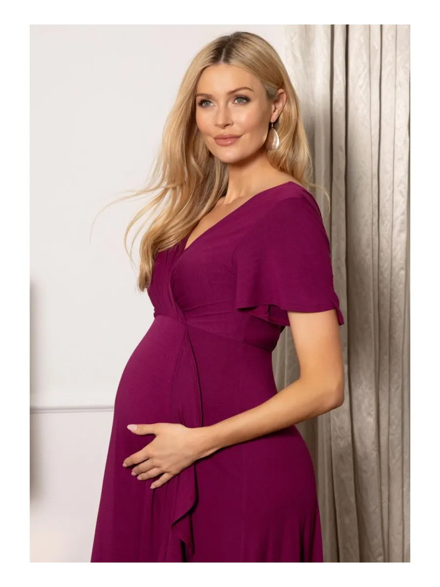 Платье-миди для беременных "водопад" Tiffany Rose Maternity — изображение 5 из 8, винный