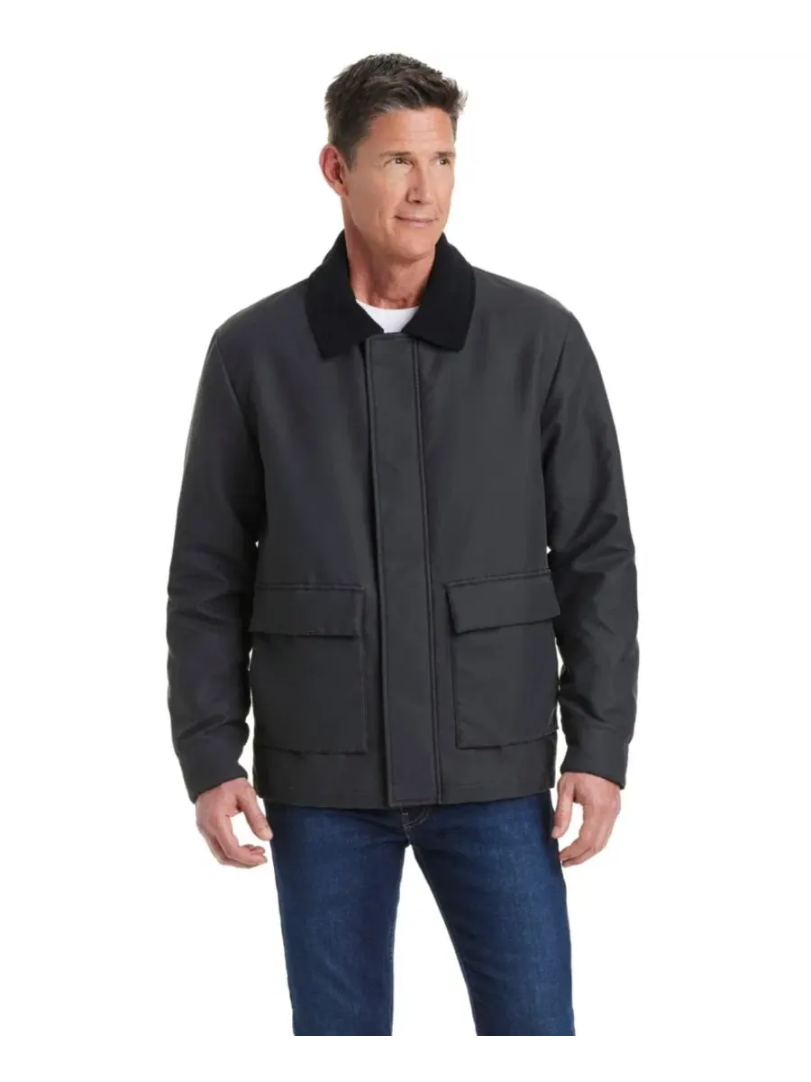 Мужская куртка-барн с вощеным хлопком, модель Waxed Barn Jacket Vince Camuto — изображение 1 из 8, черный