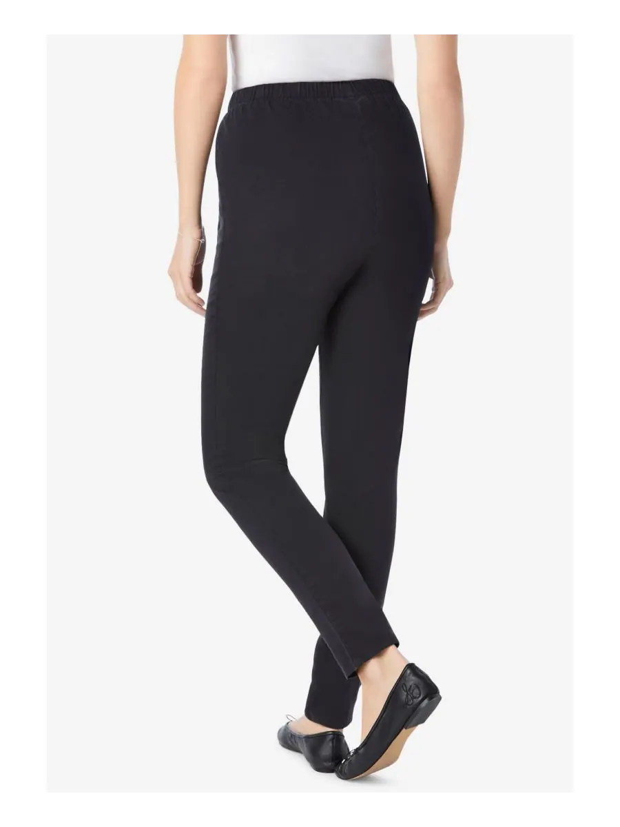 Женские джинсы Within Pull-On с эластичным поясом из эластичного денима Fineline Woman Within — изображение 2 из 3, черный