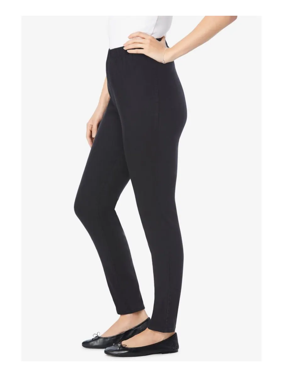 Женские джинсы Within Pull-On с эластичным поясом из эластичного денима Fineline Woman Within — изображение 3 из 3, черный