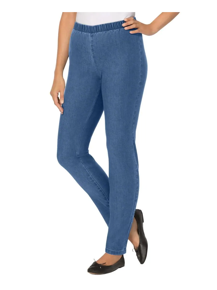 Женские джинсы Within Pull-On с эластичным поясом из эластичного денима Fineline Woman Within — изображение 1 из 3, синий