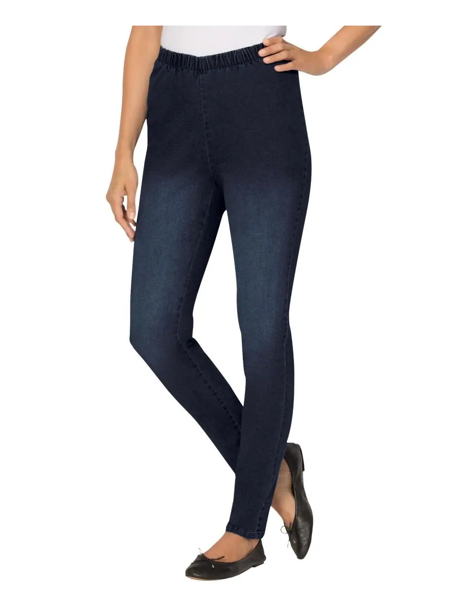 Женские джинсы Within Pull-On с эластичным поясом из эластичного денима Fineline Woman Within — изображение 1 из 3, индиго
