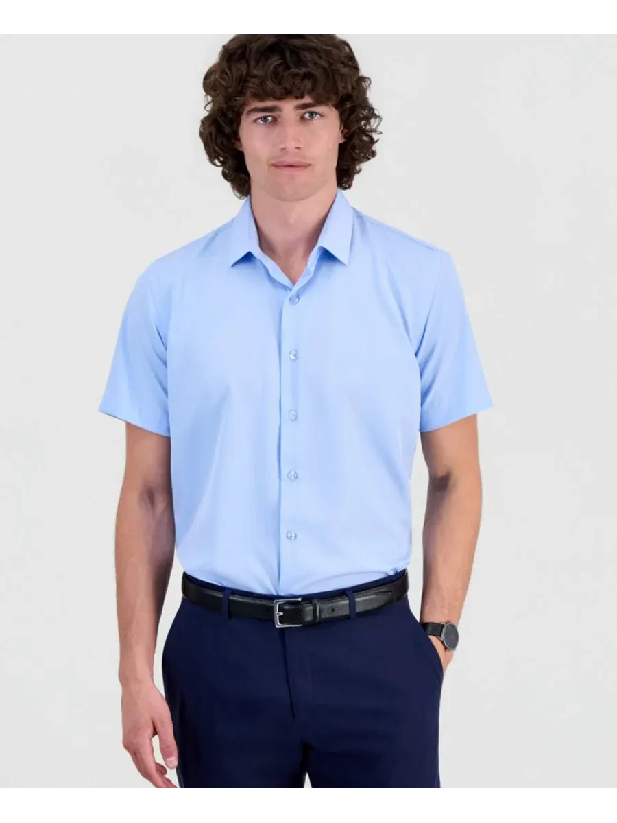 Рубашка Suslo Couture Slim Fit с коротким рукавом — синий