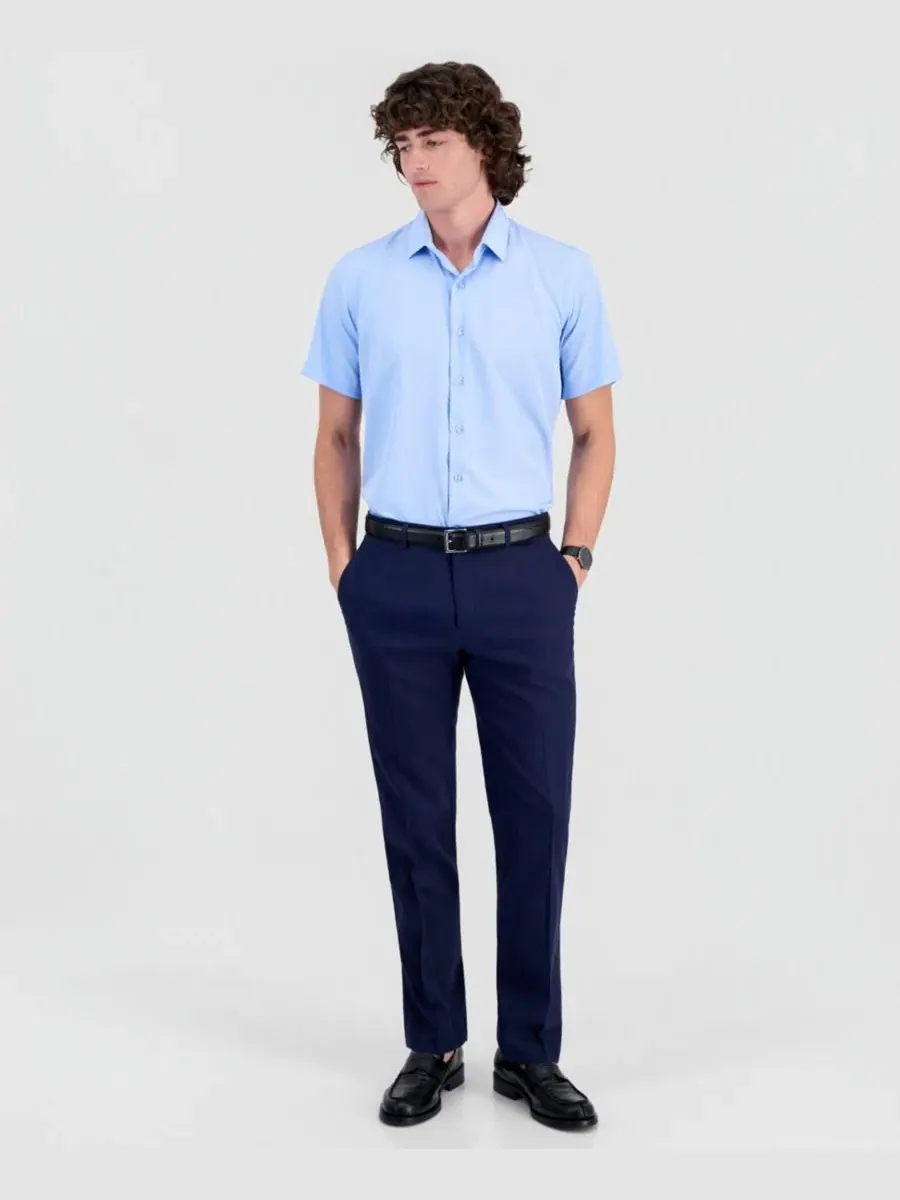 Рубашка Suslo Couture Slim Fit с коротким рукавом — изображение 2 из 9, синий