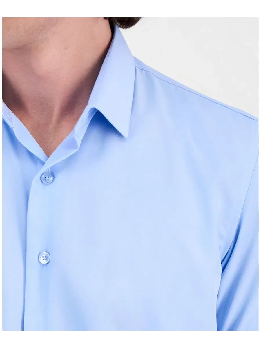 Рубашка Suslo Couture Slim Fit с коротким рукавом — изображение 4 из 9, синий
