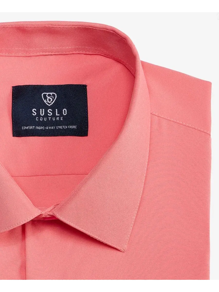 Рубашка с коротким рукавом Slim Fit Suslo Couture — изображение 5 из 6, лососевый