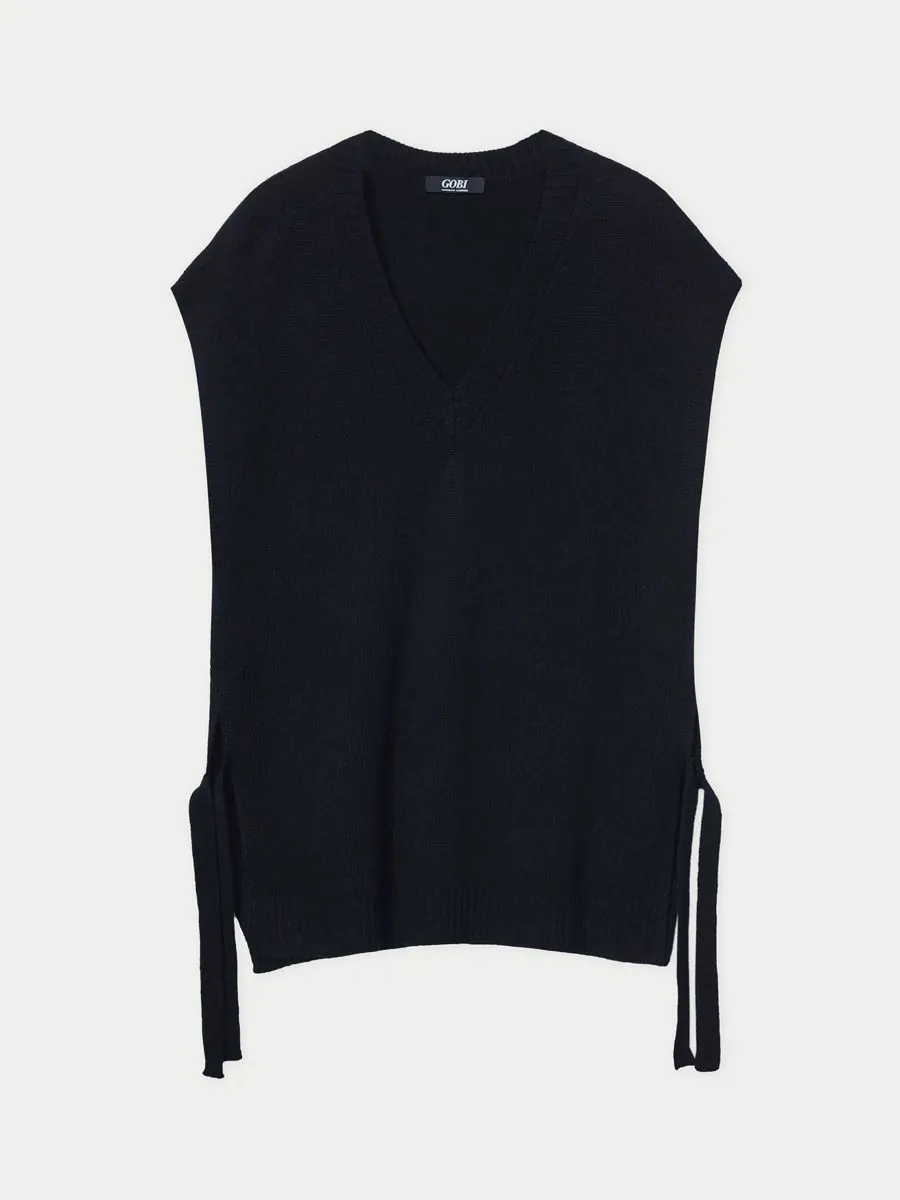 Кашемировый топ для беременных с V-образным вырезом Gobi Cashmere — изображение 7 из 8, черный-синий графитовый