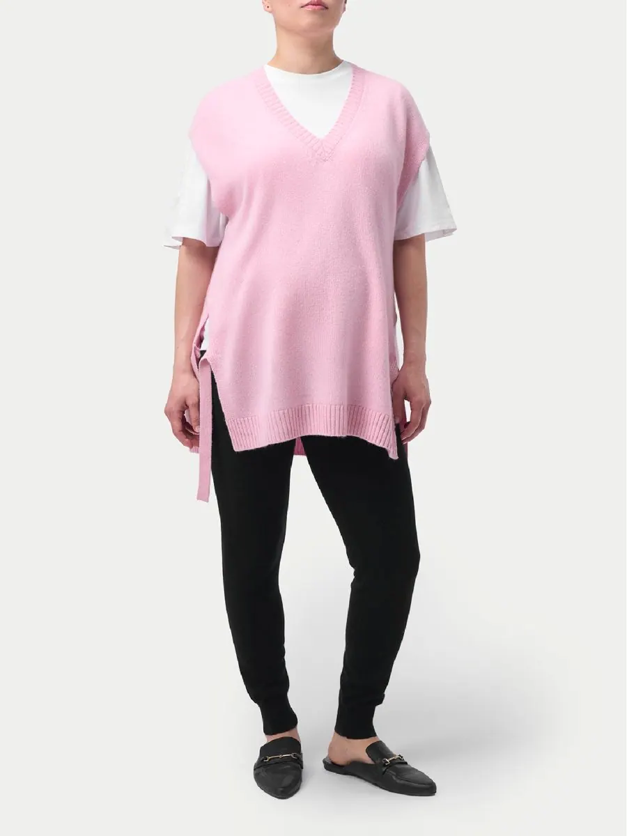 Кашемировый топ для беременных с V-образным вырезом Gobi Cashmere — изображение 4 из 9, розовый-розовый