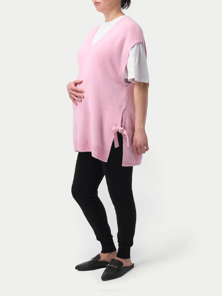 Кашемировый топ для беременных с V-образным вырезом Gobi Cashmere — изображение 5 из 9, розовый-розовый
