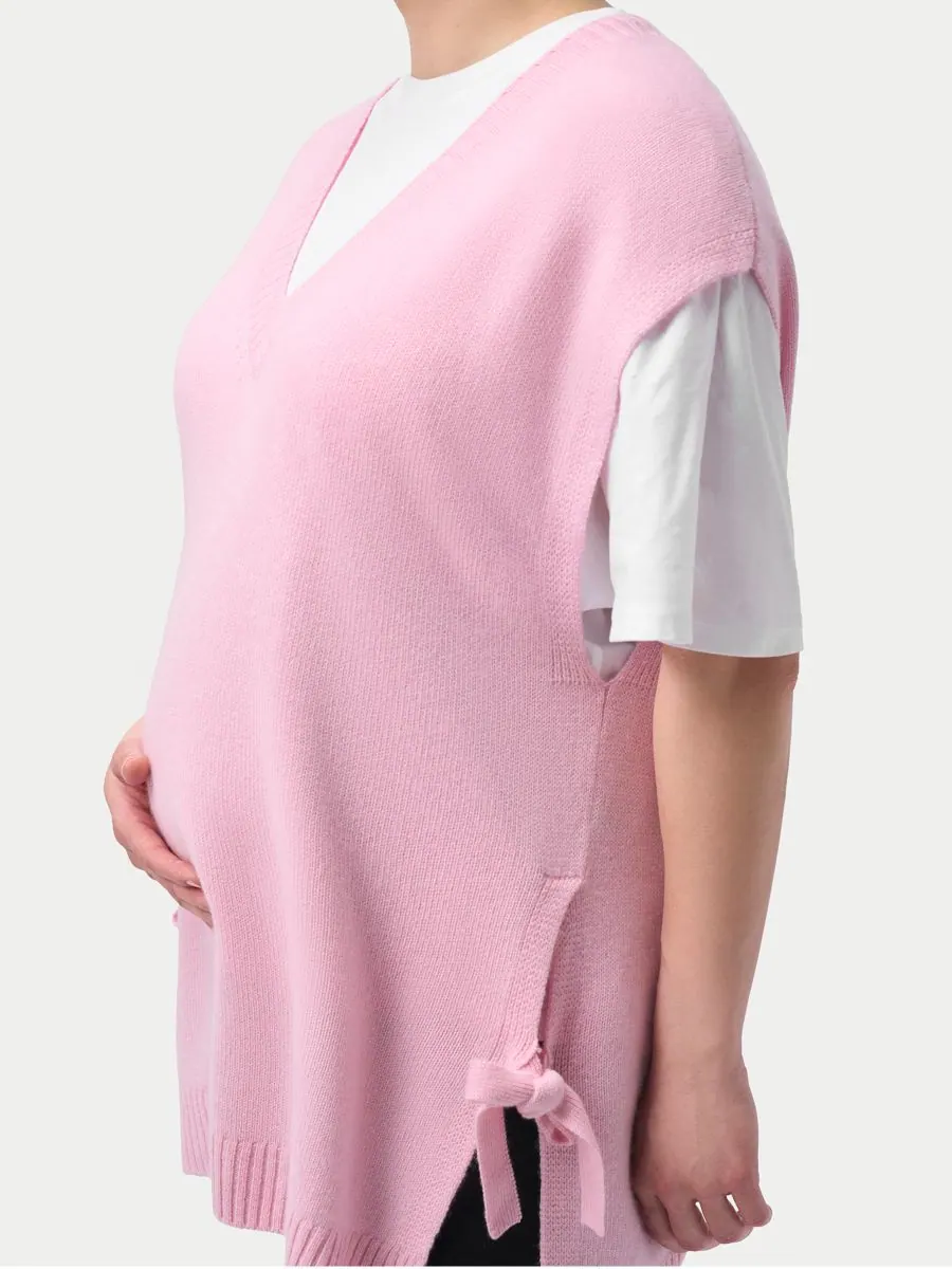 Кашемировый топ для беременных с V-образным вырезом Gobi Cashmere — изображение 7 из 9, розовый-розовый