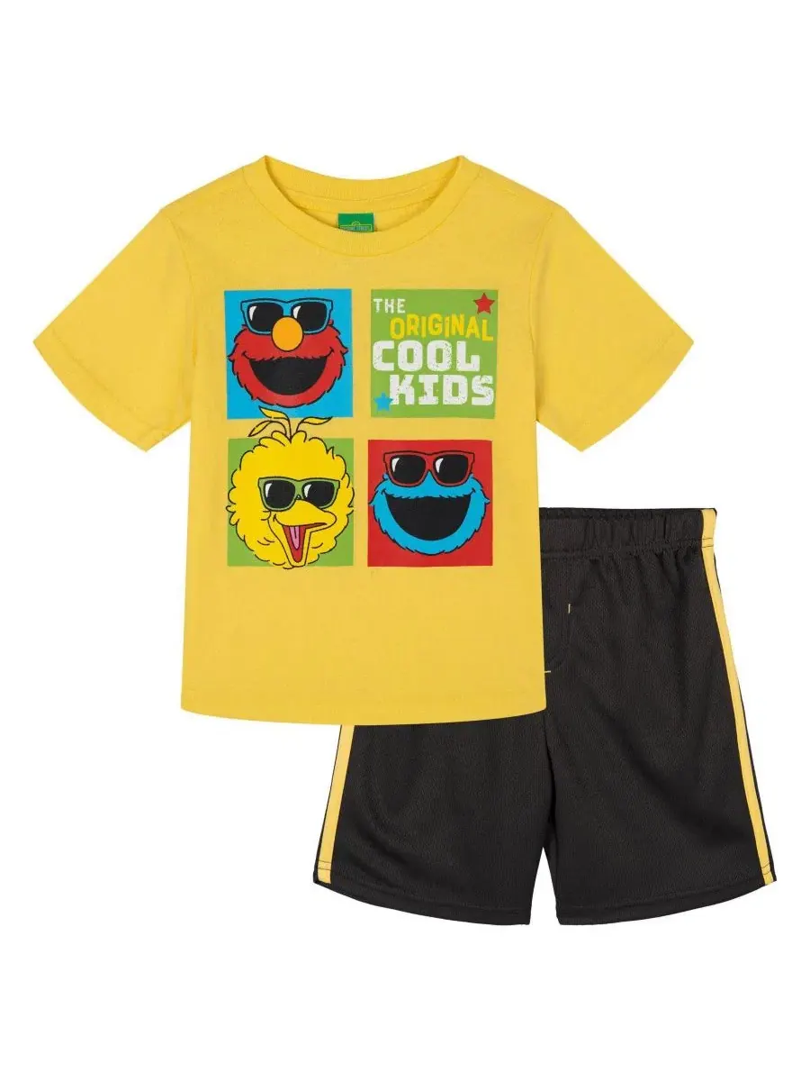 Комплект из футболки с принтом и шорт Athletic Sesame Street — серый