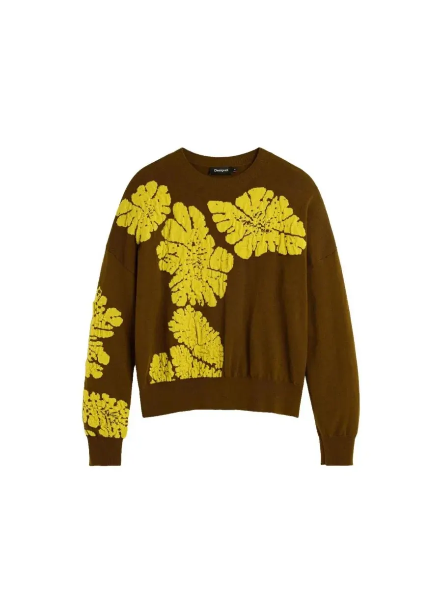 Женский джемпер с жаккардовым цветочным принтом, модель M. C. Lacroix Jacquard Floral Sweater — изображение 5 из 6
