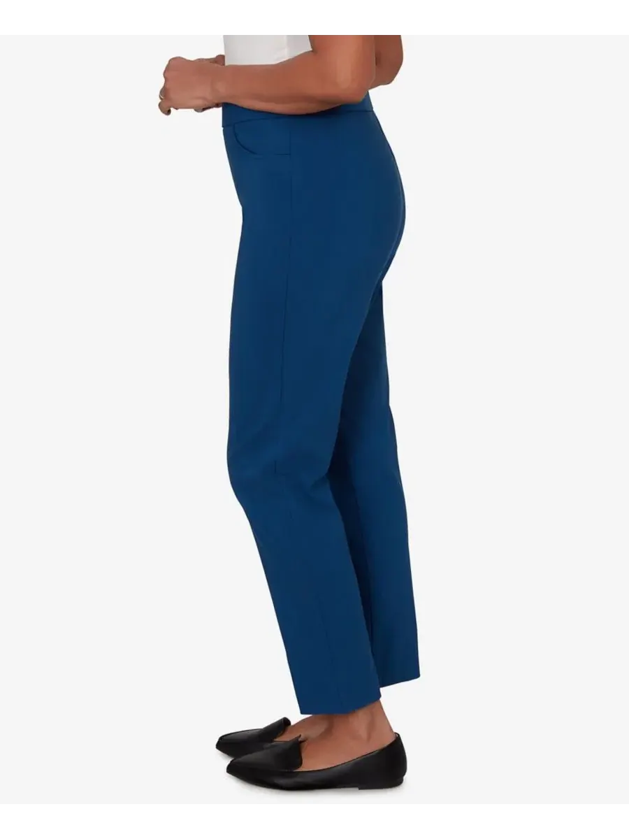 Брюки с заниженной талией с принтом, модель Petite Colored Allure Stretch Pants Alfred Dunner — изображение 3 из 5, синий