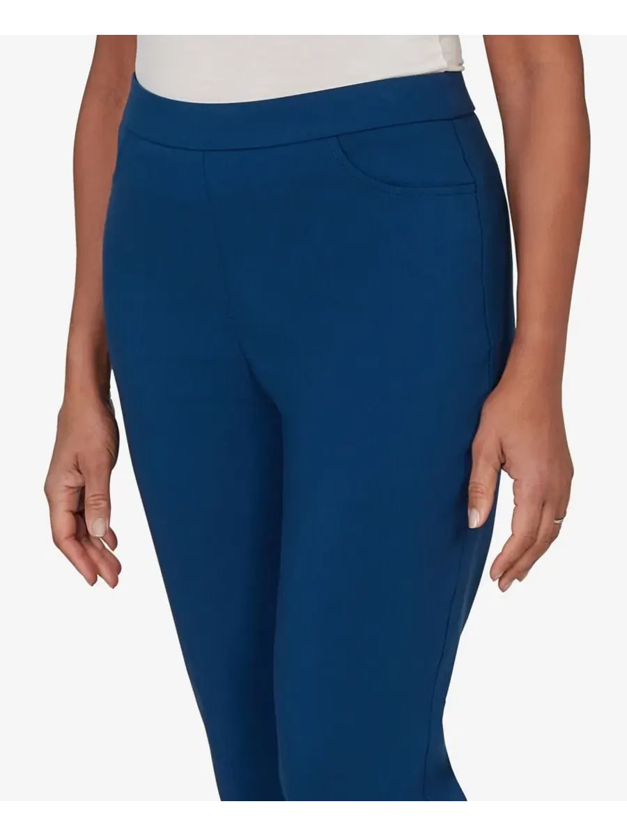 Брюки с заниженной талией с принтом, модель Petite Colored Allure Stretch Pants Alfred Dunner — изображение 4 из 5, синий