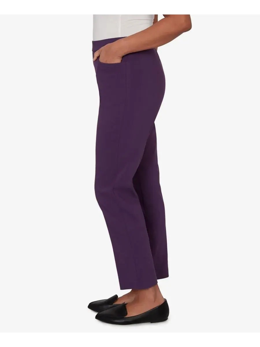 Брюки со скрытой панелью для живота, модель Petite Colored Allure Stretch Alfred Dunner — изображение 3 из 5, сливавый