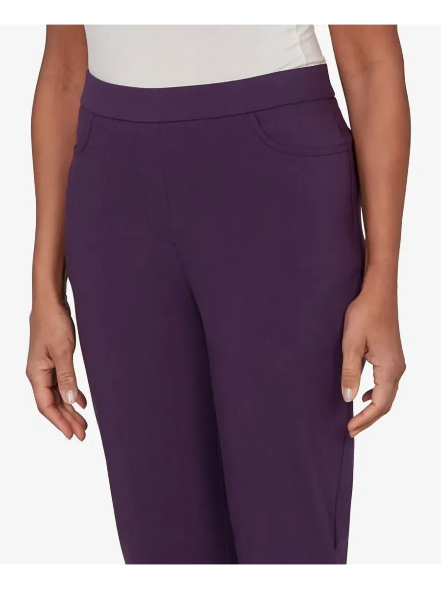 Брюки со скрытой панелью для живота, модель Petite Colored Allure Stretch Alfred Dunner — изображение 4 из 5, сливавый