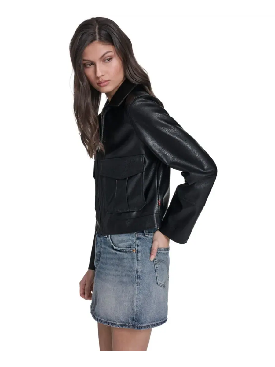 Куртка из экокожи с молнией Levi's — изображение 3 из 5, черный