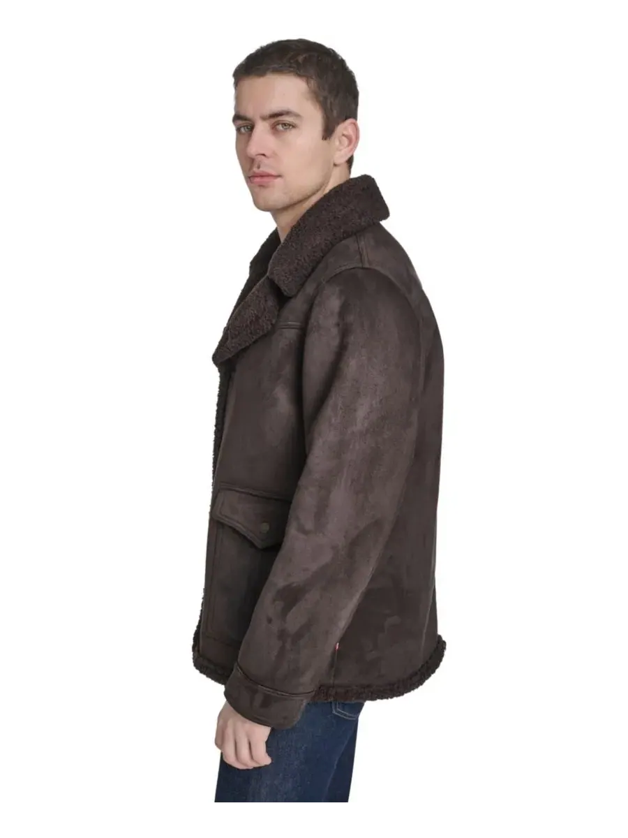 Куртка-ранчер с воротником-стойкой, модель Laydown Collar Classic-Fit Rancher Jacket Levi's — изображение 4 из 5, коричневый