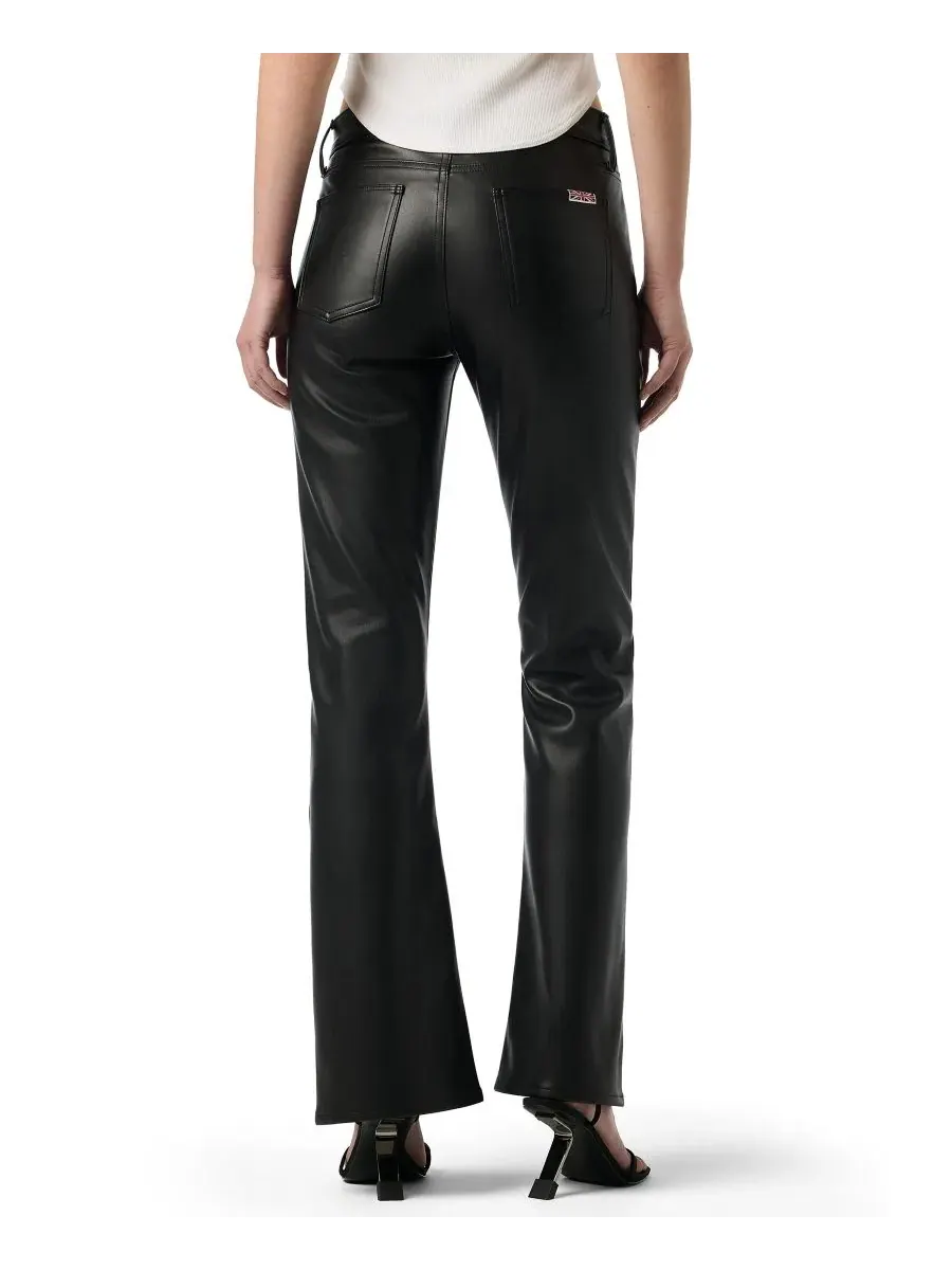 Женские брюки-клеш из экокожи с высокой посадкой Blair Hudson Jeans — изображение 3 из 3, черный