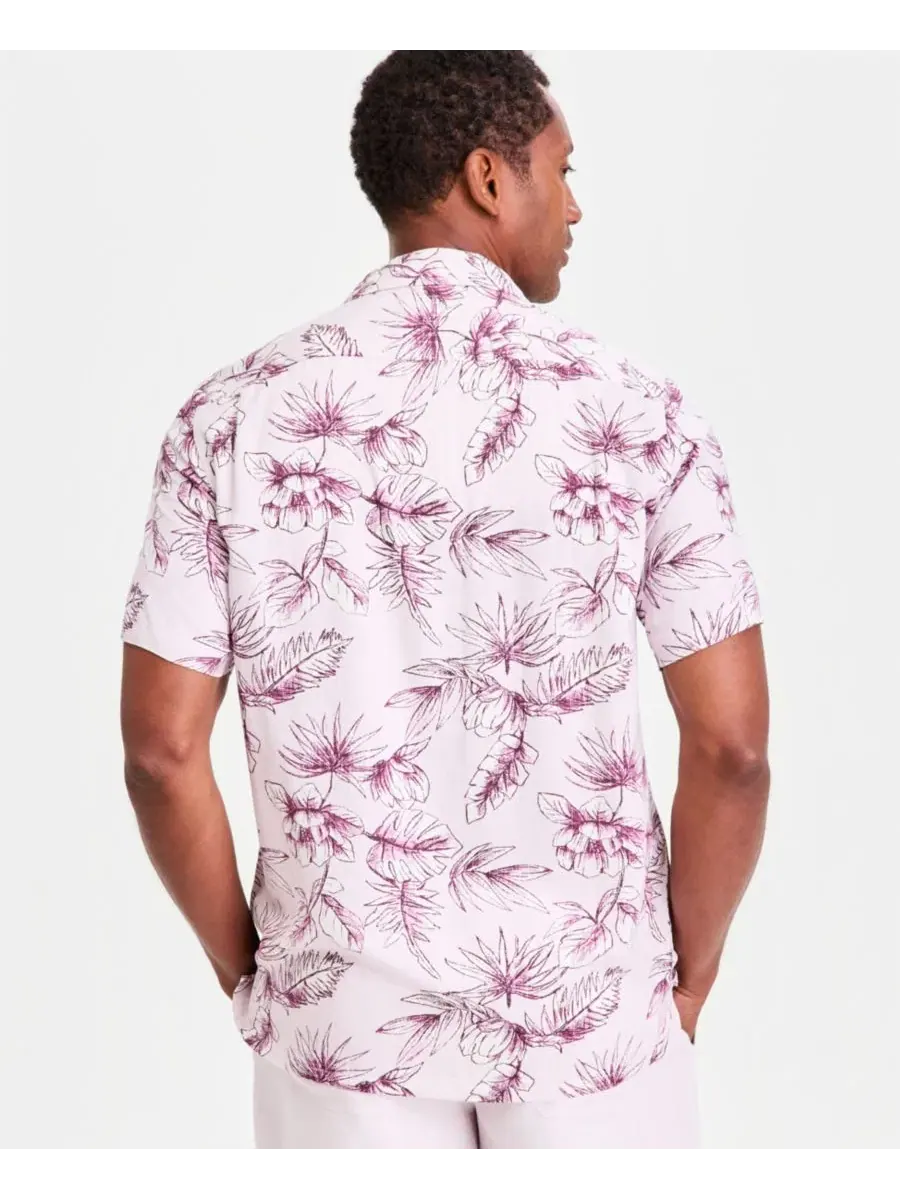 Рубашка с коротким рукавом Petal Paisley Silk Blend Club Room — изображение 4 из 5, серый