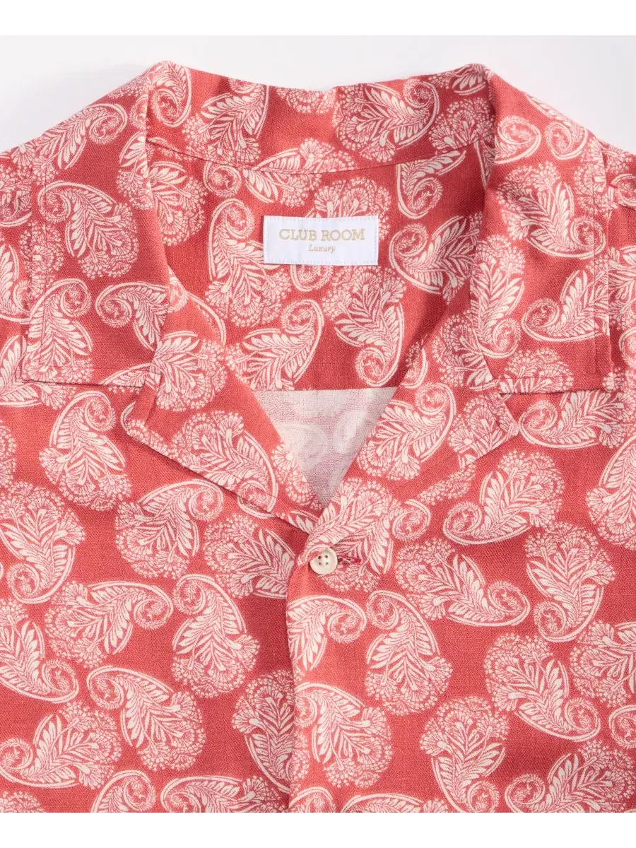 Рубашка с коротким рукавом Petal Paisley Silk Blend Club Room, Petal Paisley Print - Pimpernel — изображение 4 из 4