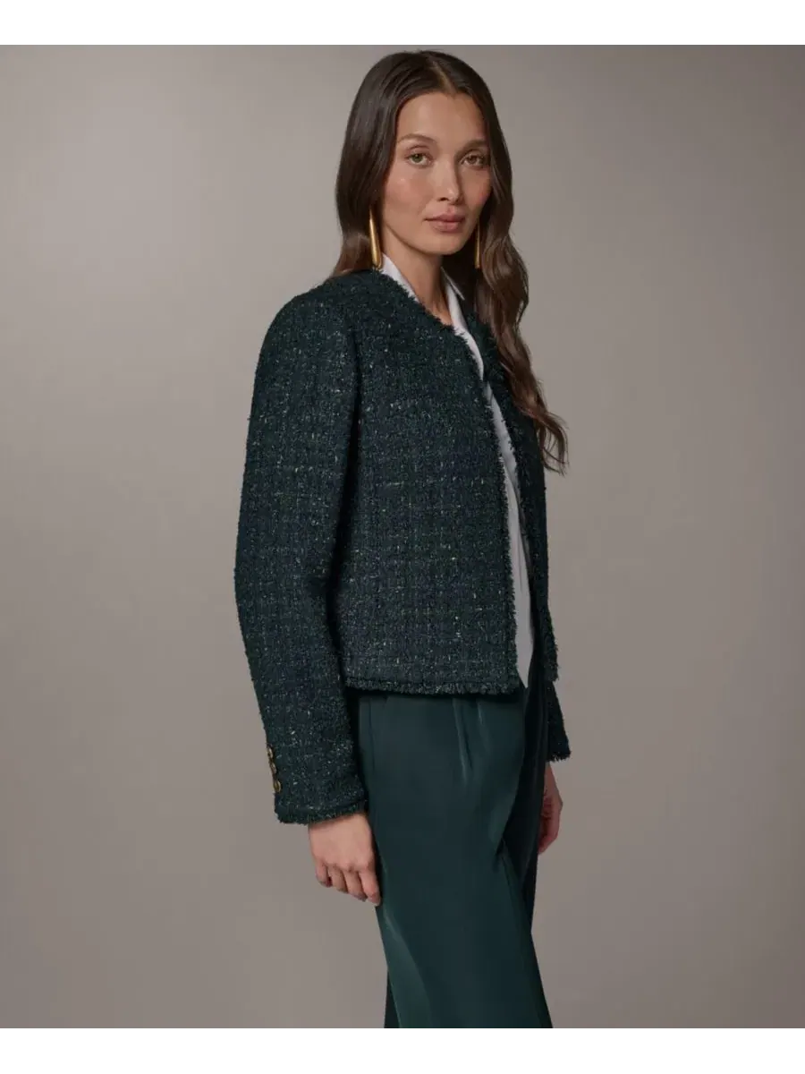 Жакет с открытым передом, с длинным рукавом Donna Karan New York — изображение 3 из 9, черный/золотистый