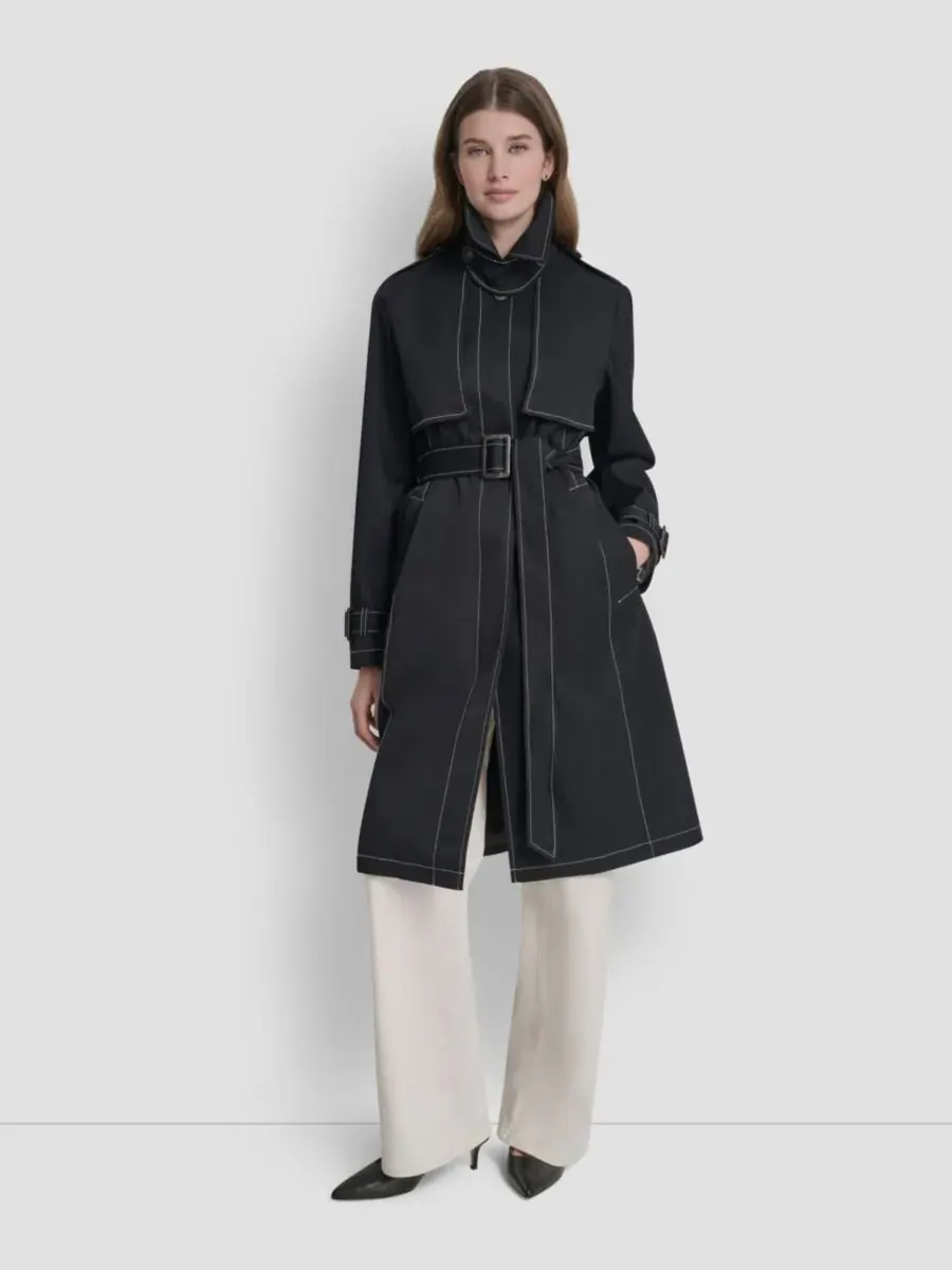 Женский рабочий плащ с высоким воротником DKNY