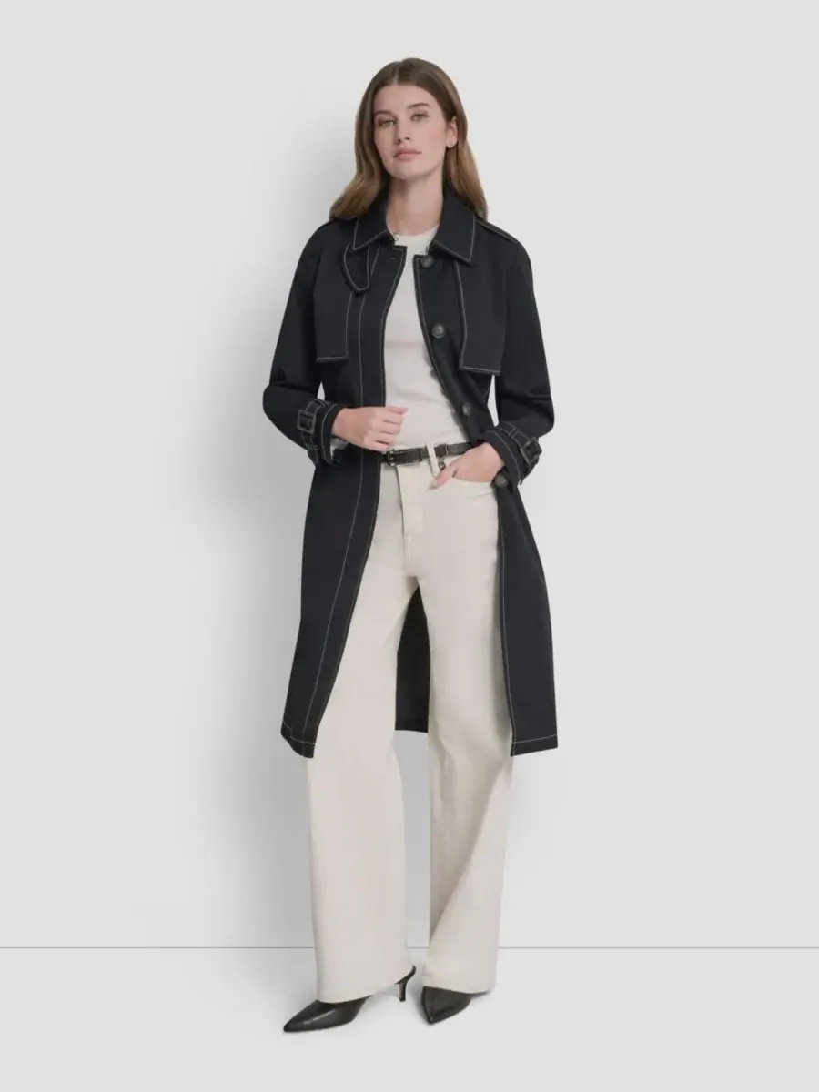 Женский рабочий плащ с высоким воротником DKNY — изображение 2 из 8, черный