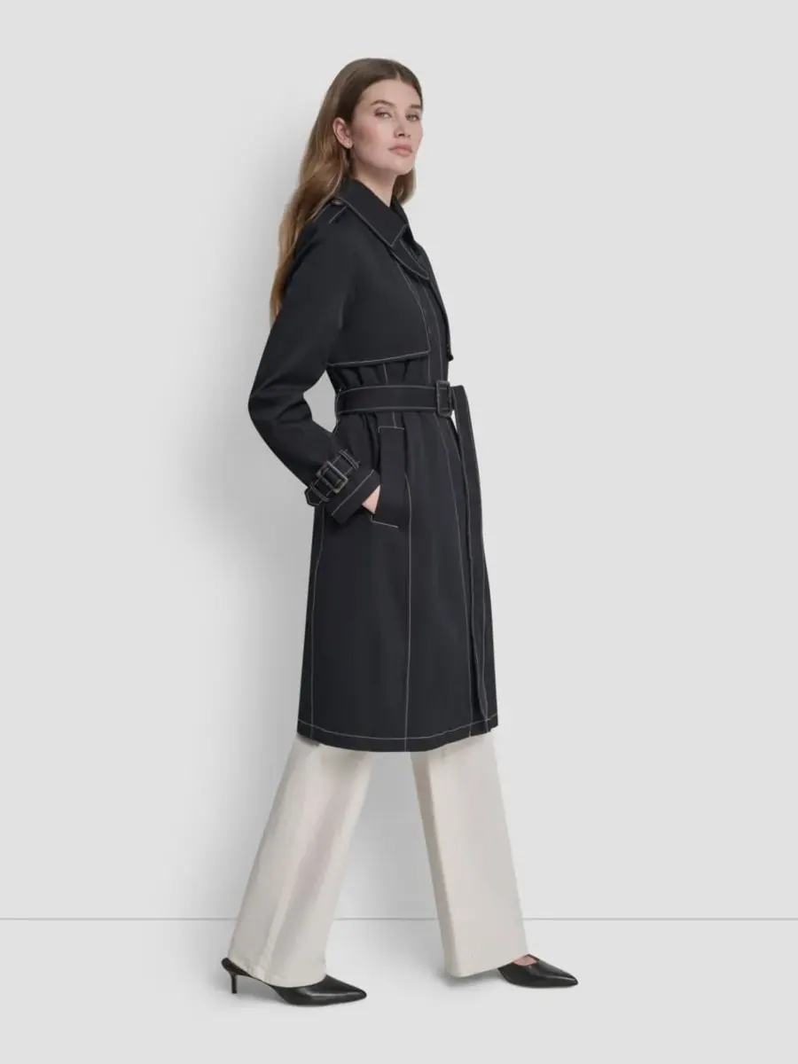 Женский рабочий плащ с высоким воротником DKNY — изображение 3 из 8, черный