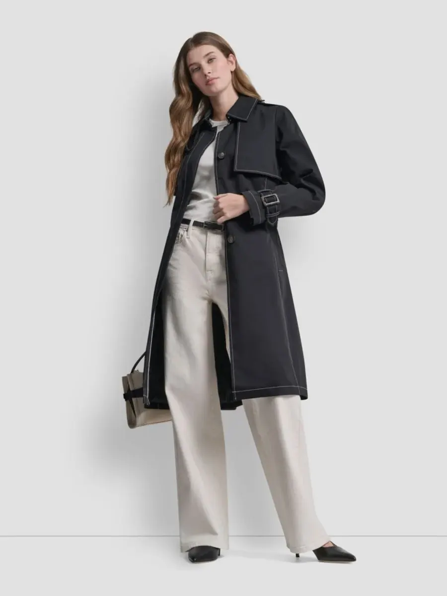 Женский рабочий плащ с высоким воротником DKNY — изображение 6 из 8, черный
