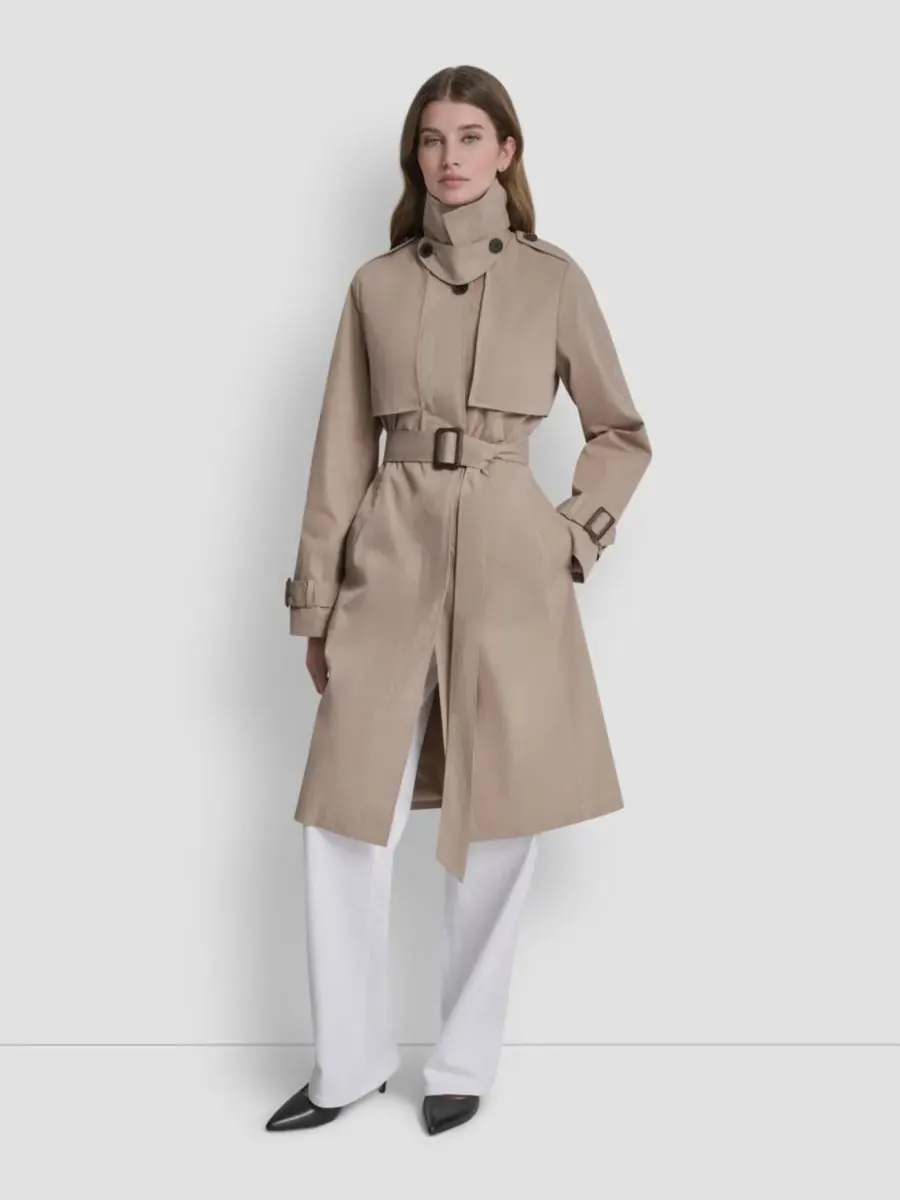 Женский рабочий плащ с высоким воротником DKNY
