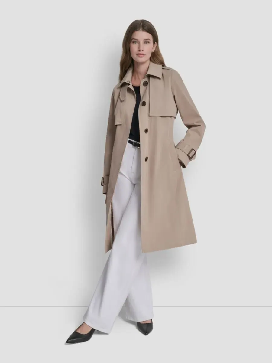Женский рабочий плащ с высоким воротником DKNY — изображение 2 из 5, хаки