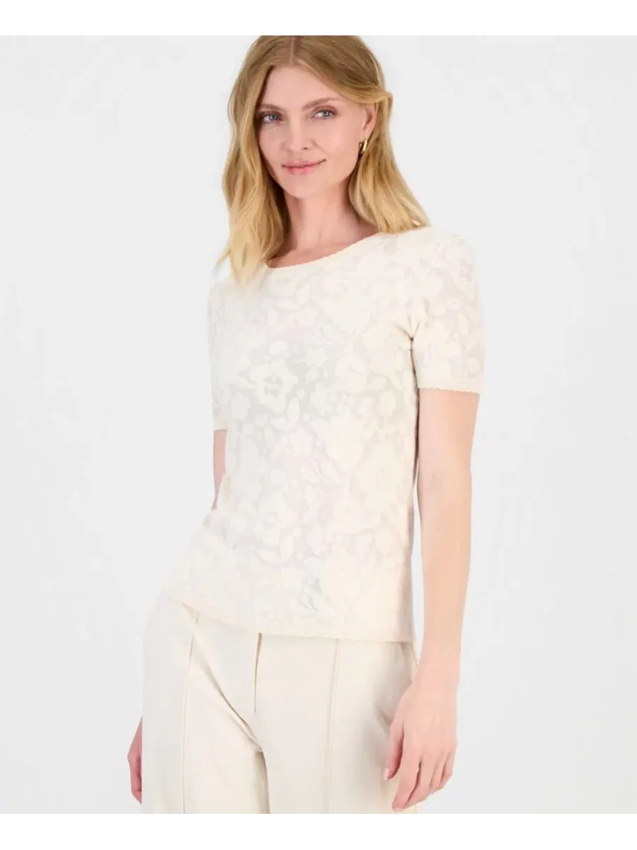 Топ с принтом Burnout Floral T Tahari — бежевый