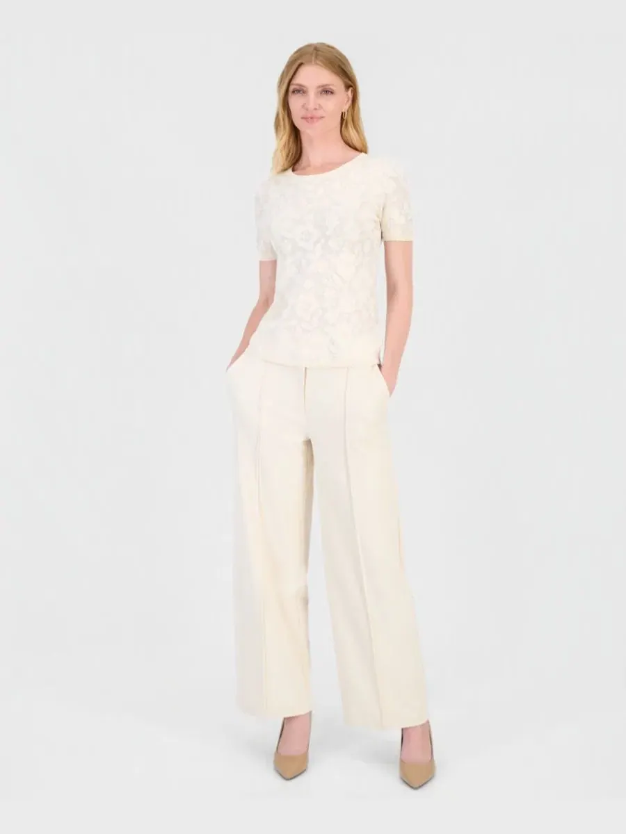 Топ с принтом Burnout Floral T Tahari — изображение 2 из 4, бежевый