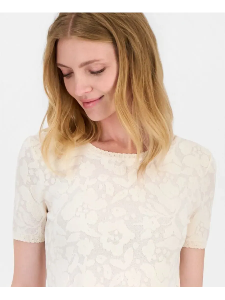 Топ с принтом Burnout Floral T Tahari — изображение 3 из 4, бежевый