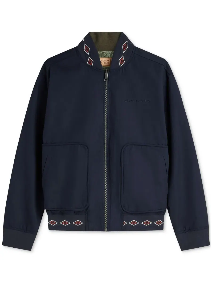 Мужская двусторонняя хлопковая куртка стандартного кроя с принтом SCOTCH & SODA — изображение 7 из 8, зеленый
