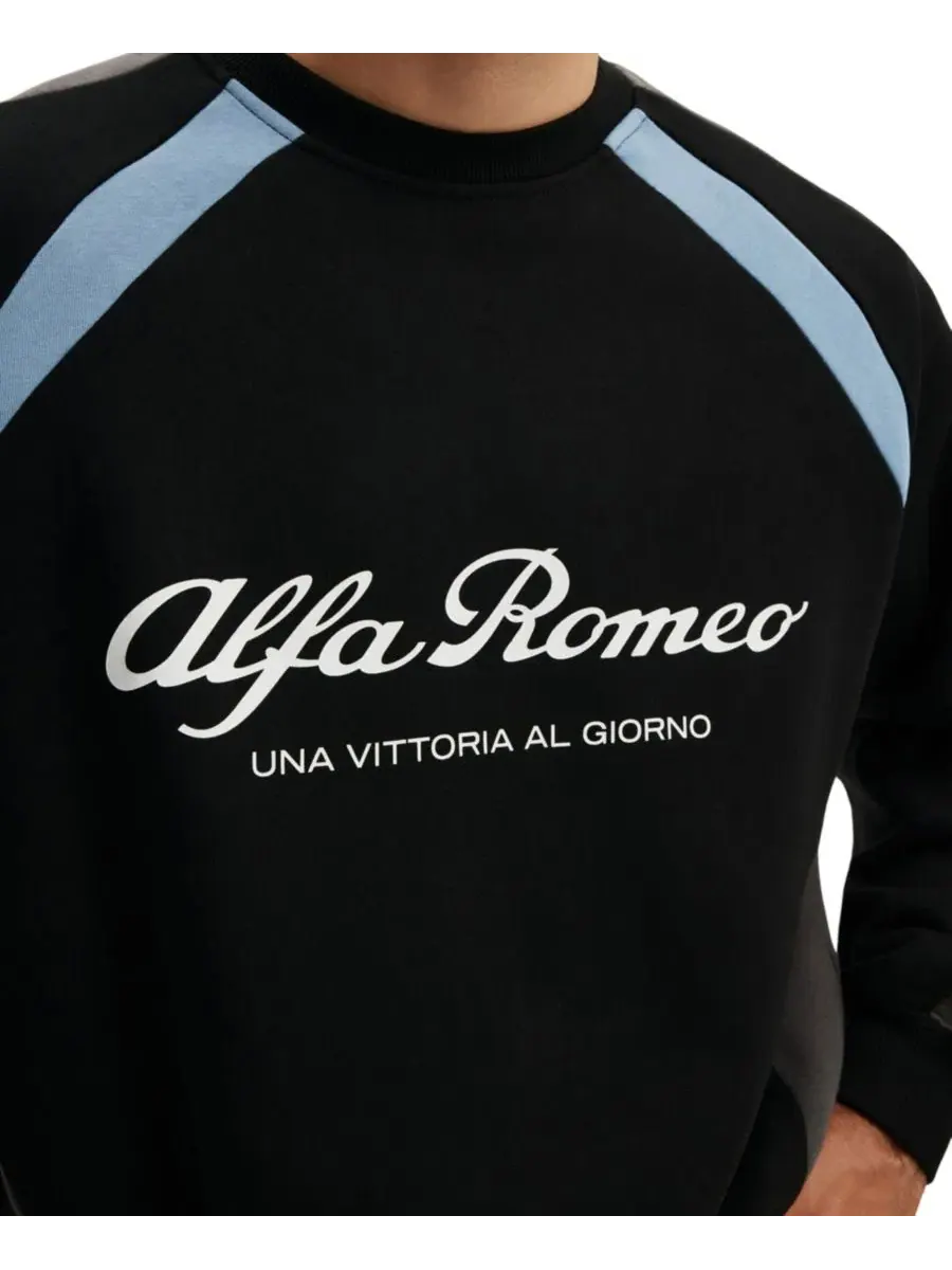 Мужская толстовка с длинными рукавами Alfa Romeo в современном стиле, прямого кроя COTTON ON — изображение 3 из 4, черный