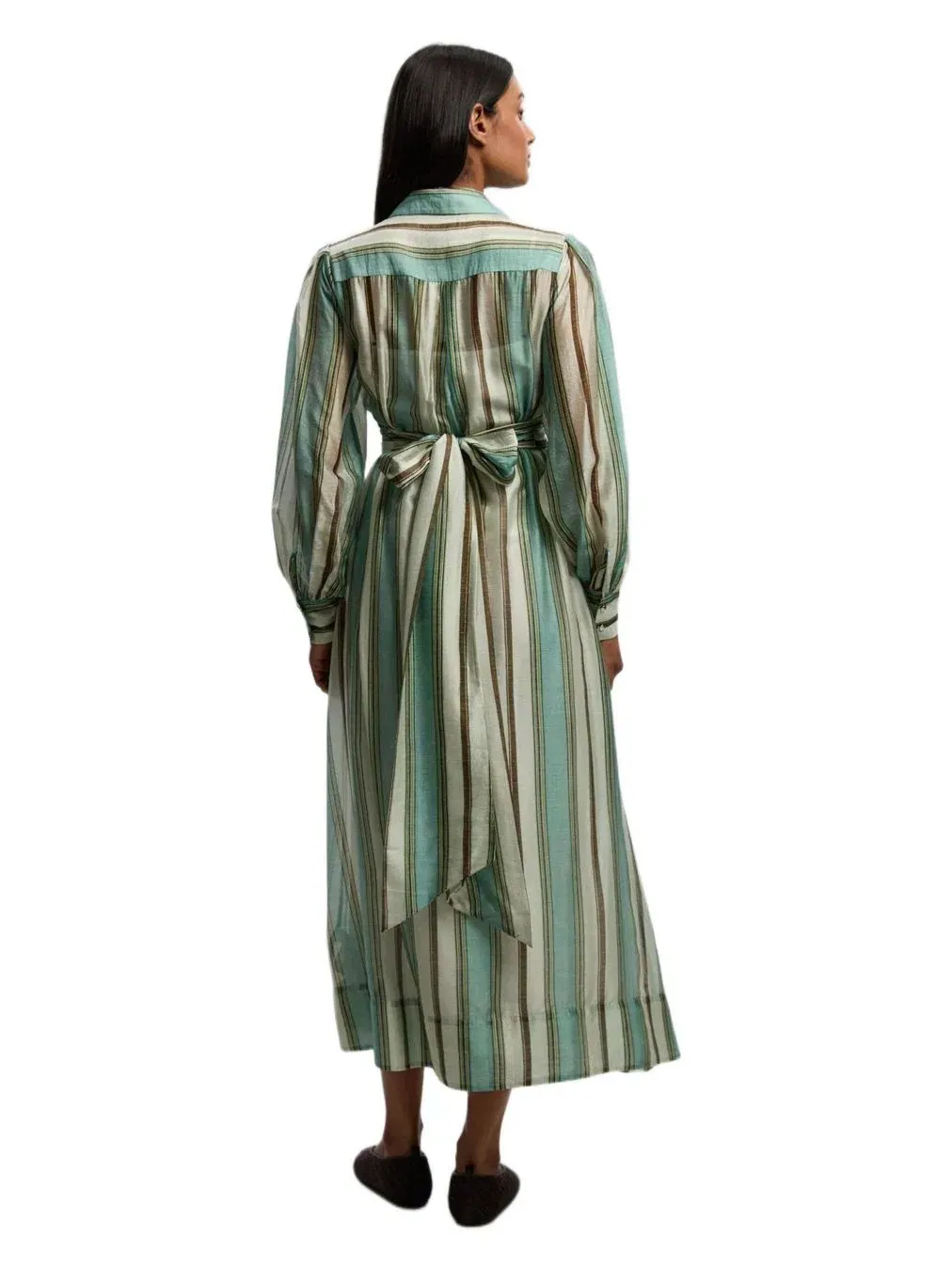 Женское полосатое платье-рубашка из органзы Karen Millen — изображение 3 из 6