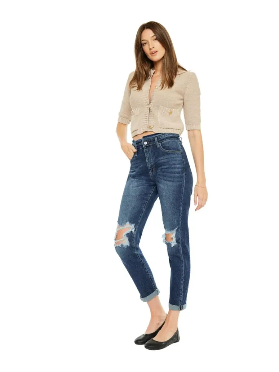 Женские джинсы Chantal Ultra High Rise Mom Jeans Kancan — изображение 6 из 8, синий