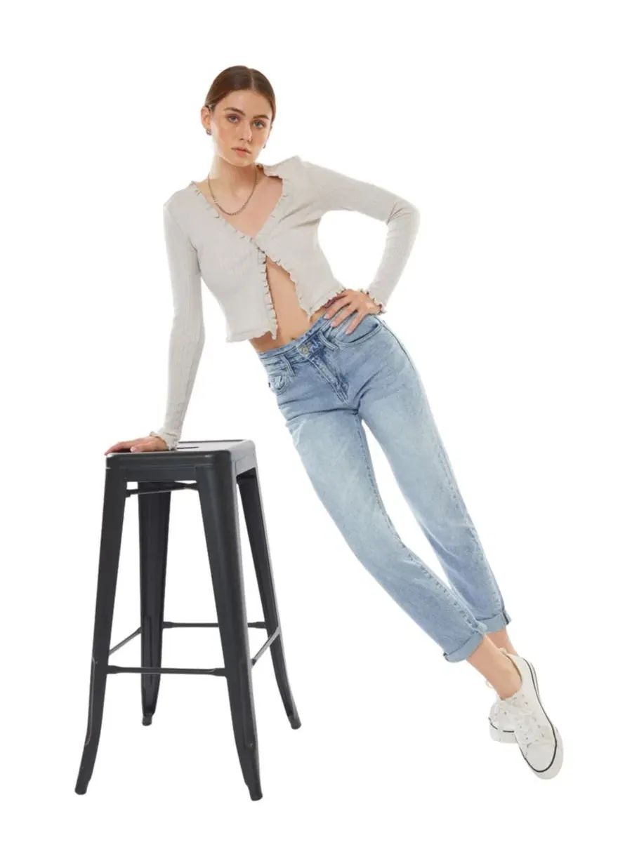 Женские джинсы Chantal Ultra High Rise Mom Jeans Kancan — изображение 2 из 9, светлый/синий