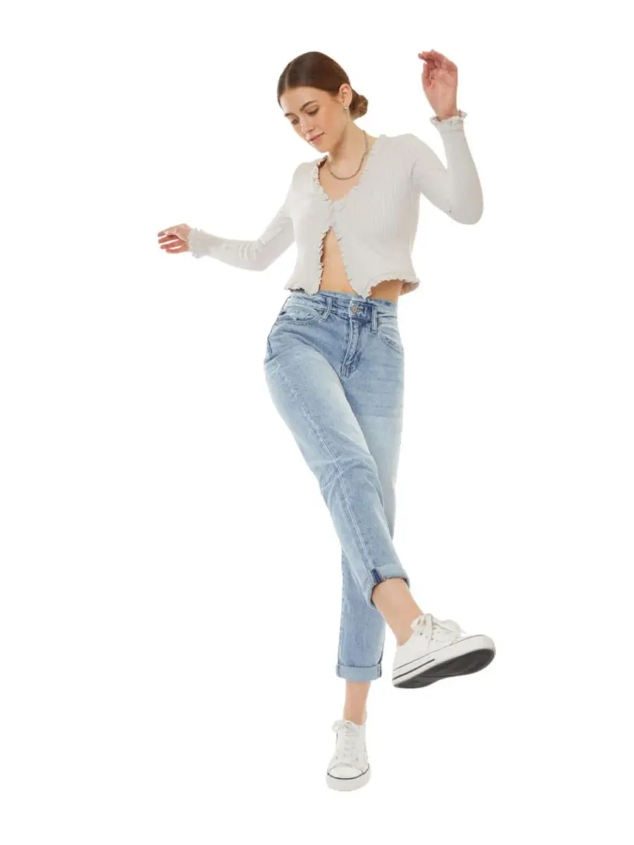 Женские джинсы Chantal Ultra High Rise Mom Jeans Kancan — изображение 4 из 9, светлый/синий