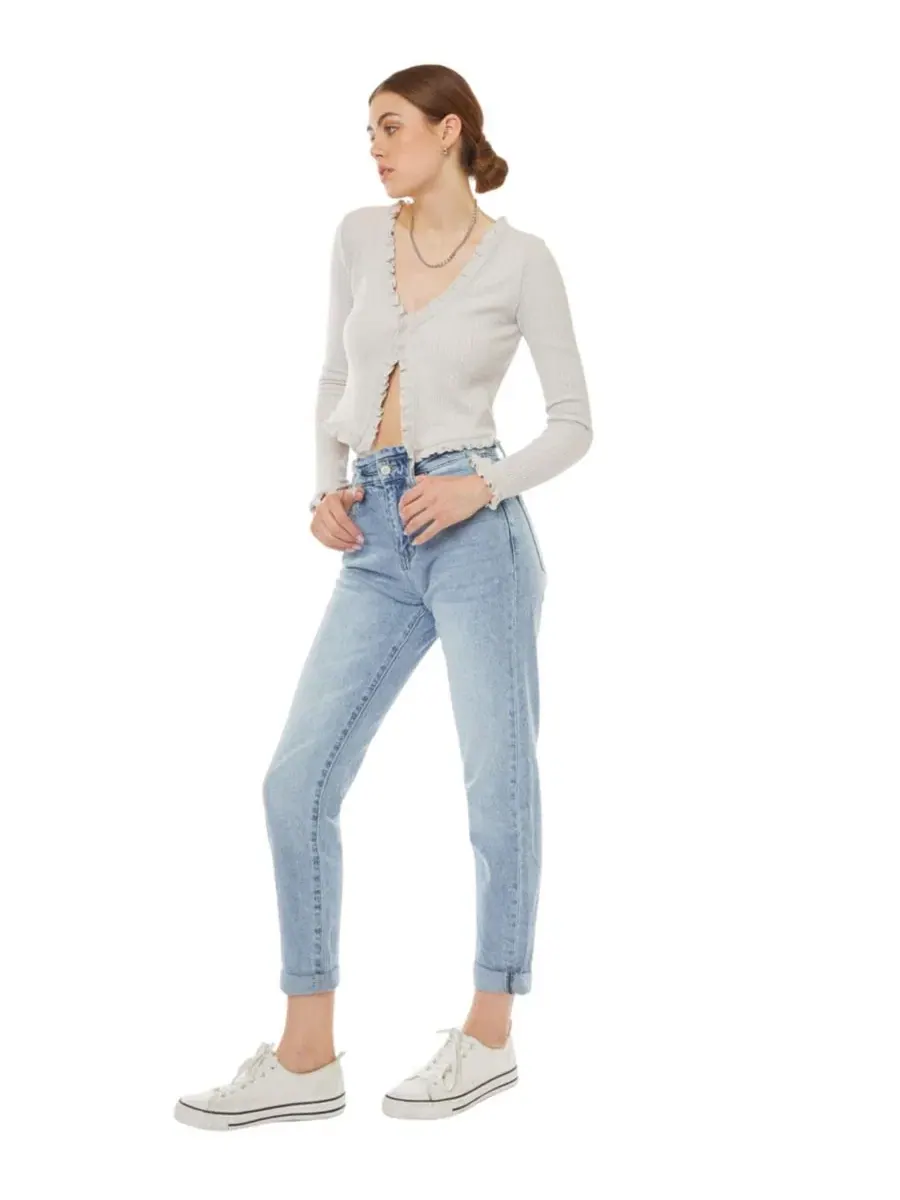 Женские джинсы Chantal Ultra High Rise Mom Jeans Kancan — изображение 5 из 9, светлый/синий