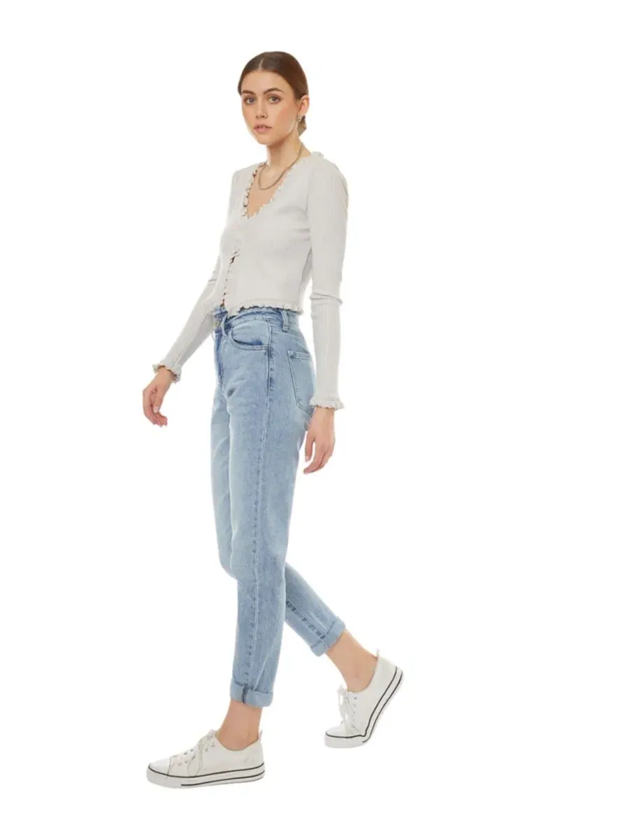 Женские джинсы Chantal Ultra High Rise Mom Jeans Kancan — изображение 6 из 9, светлый/синий