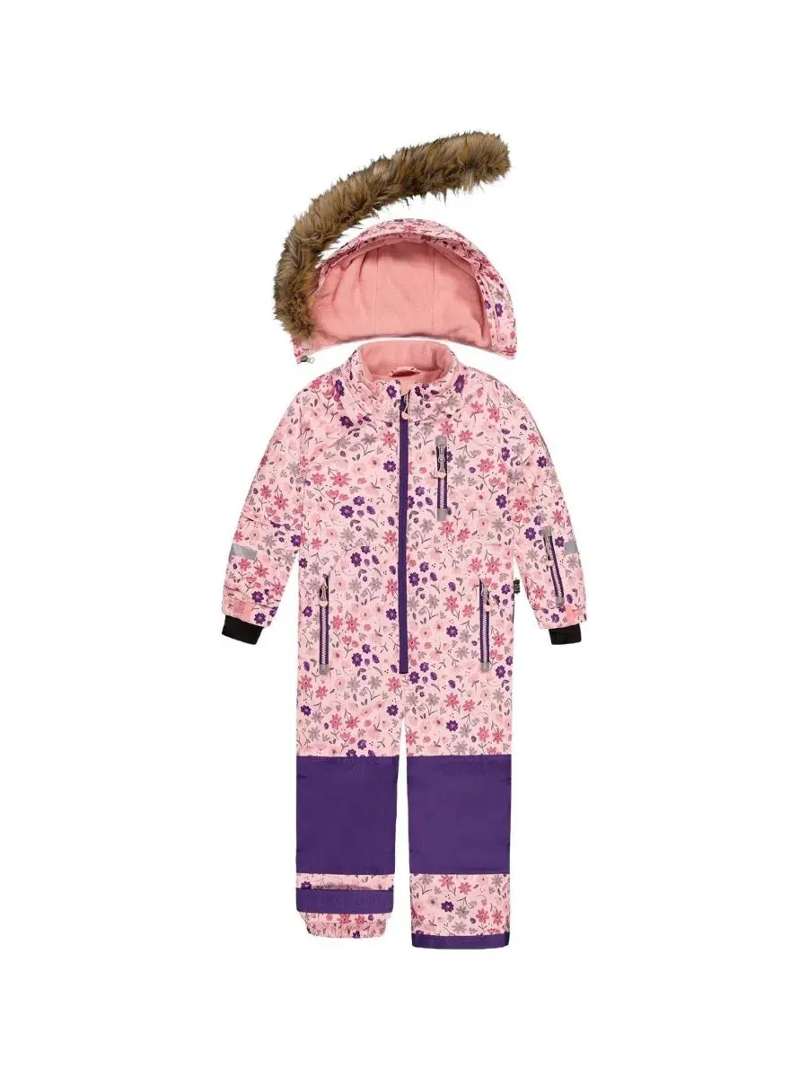 Детский комбинезон-снегокостюм с капюшоном, Mini Flower Print Deux par Deux — изображение 6 из 7, розовый