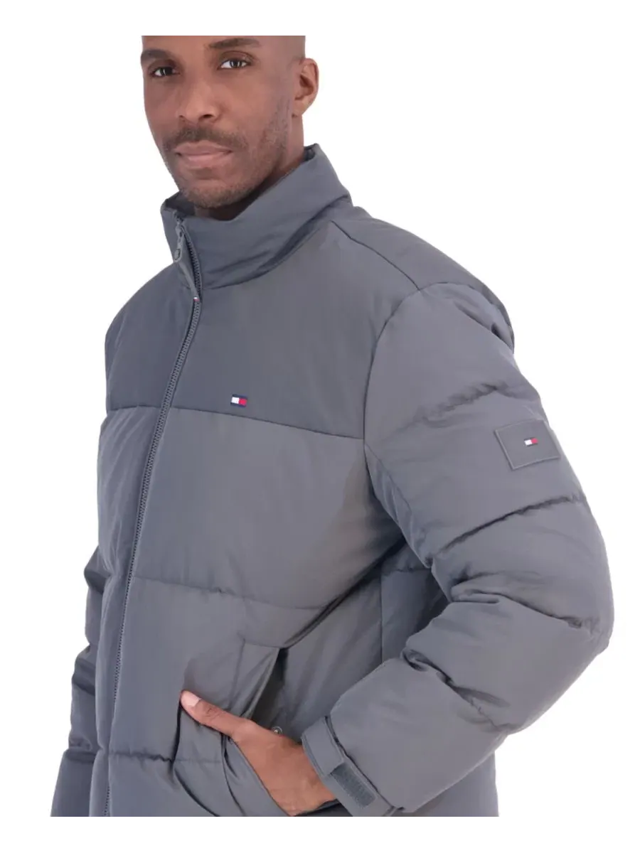Мужская куртка-пуховик с капюшоном, утепленная, Oversized quilt channels Tommy Hilfiger — изображение 3 из 5, темно-серый