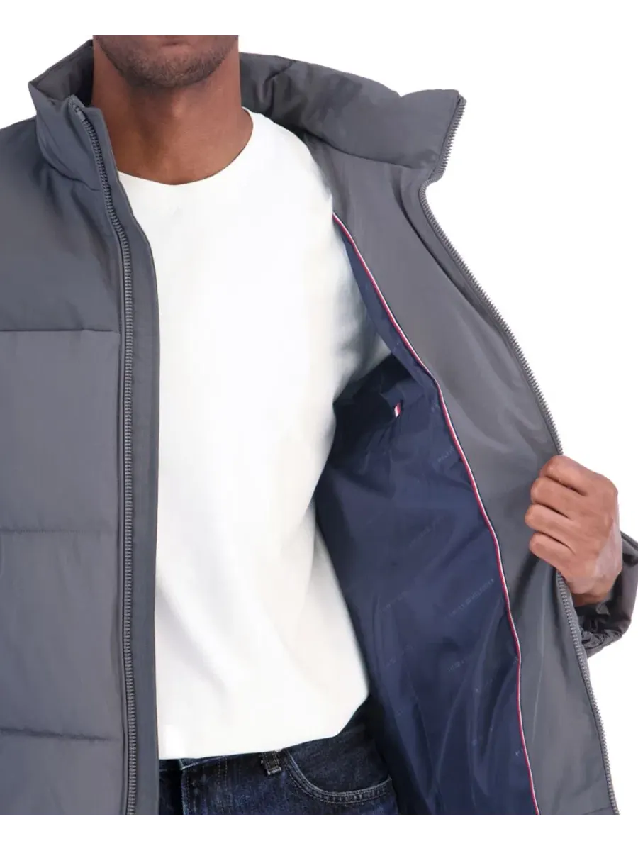 Мужская куртка-пуховик с капюшоном, утепленная, Oversized quilt channels Tommy Hilfiger — изображение 4 из 5, темно-серый