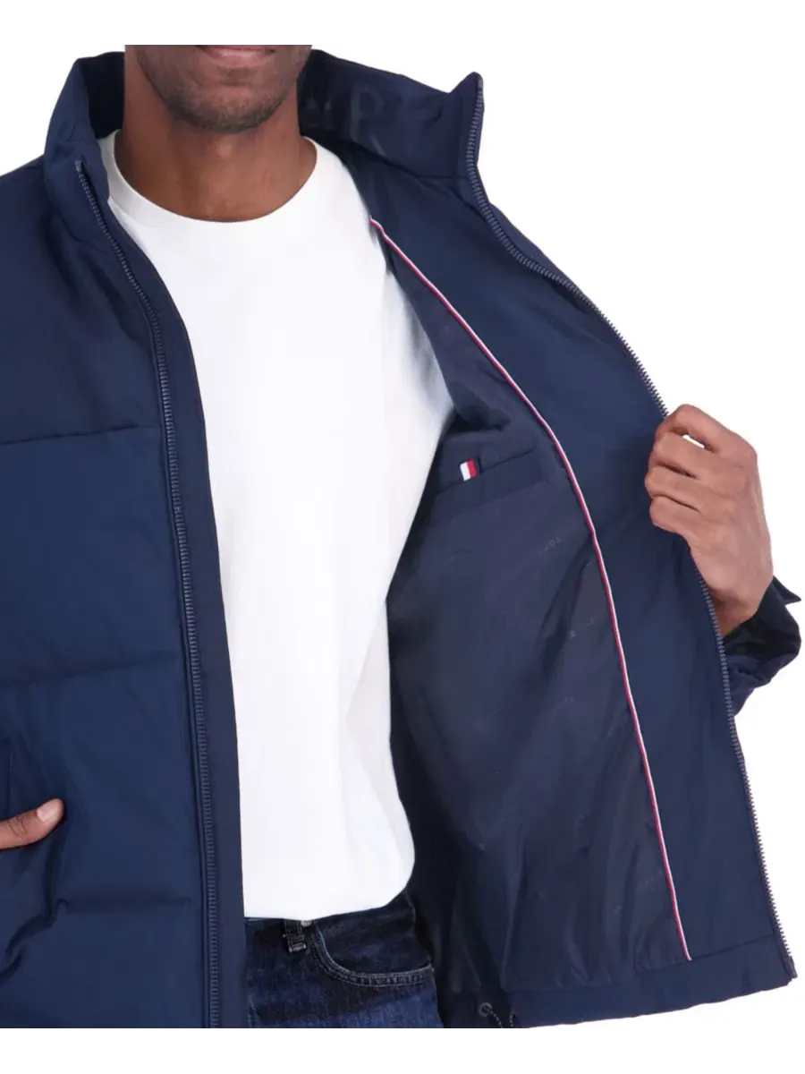 Утепленная куртка-пуховик с капюшоном, без капюшона Tommy Hilfiger — изображение 4 из 5, темно-синий