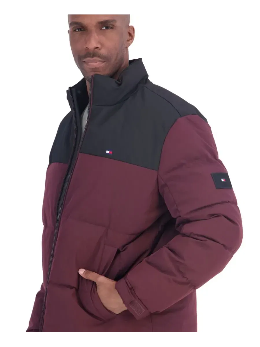 Мужская куртка-пуховик с несъемным капюшоном, Oversized Quilt Channels Tommy Hilfiger — изображение 3 из 5, бордовый
