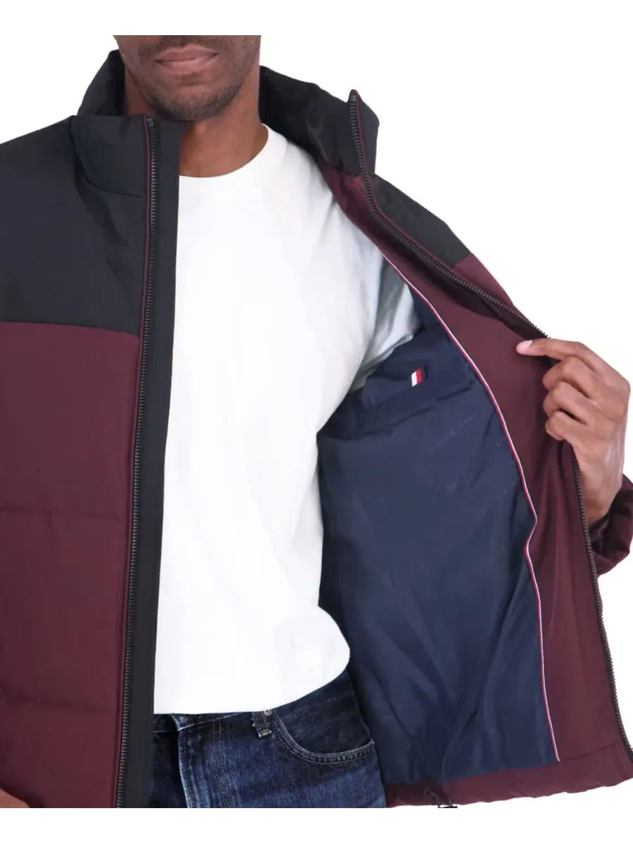 Мужская куртка-пуховик с несъемным капюшоном, Oversized Quilt Channels Tommy Hilfiger — изображение 4 из 5, бордовый