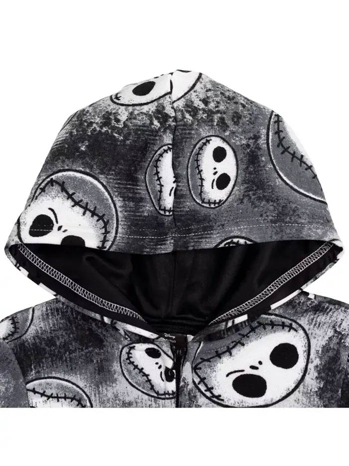 Детская толстовка с капюшоном и молнией Disney Jack Skellington для мальчиков Nightmare Before — изображение 3 из 7, черный